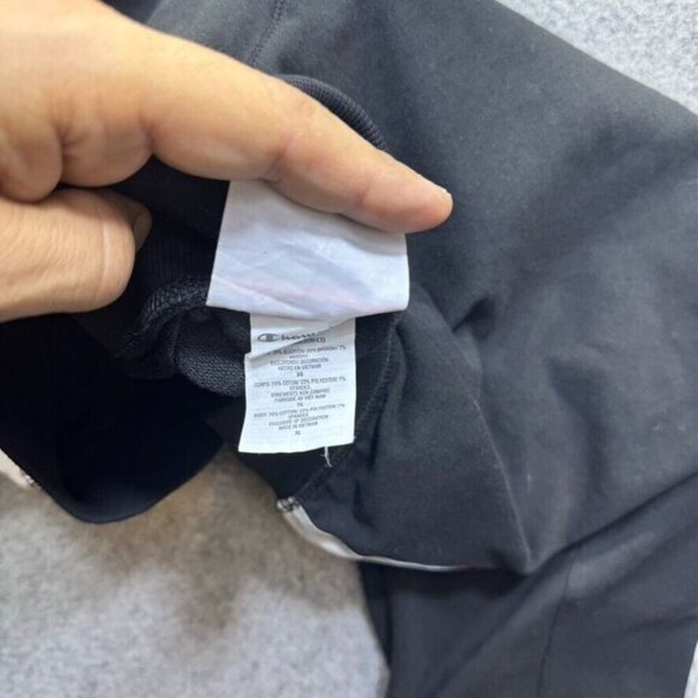 Champion Black Spellout Logo Name Stripe‎ Athletic Pants Men XL  34"-40" Vintage - Picture 6 of 10